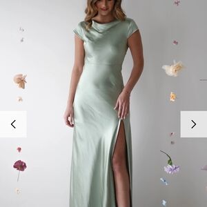 Sleek Mint Satin Maxi Dress